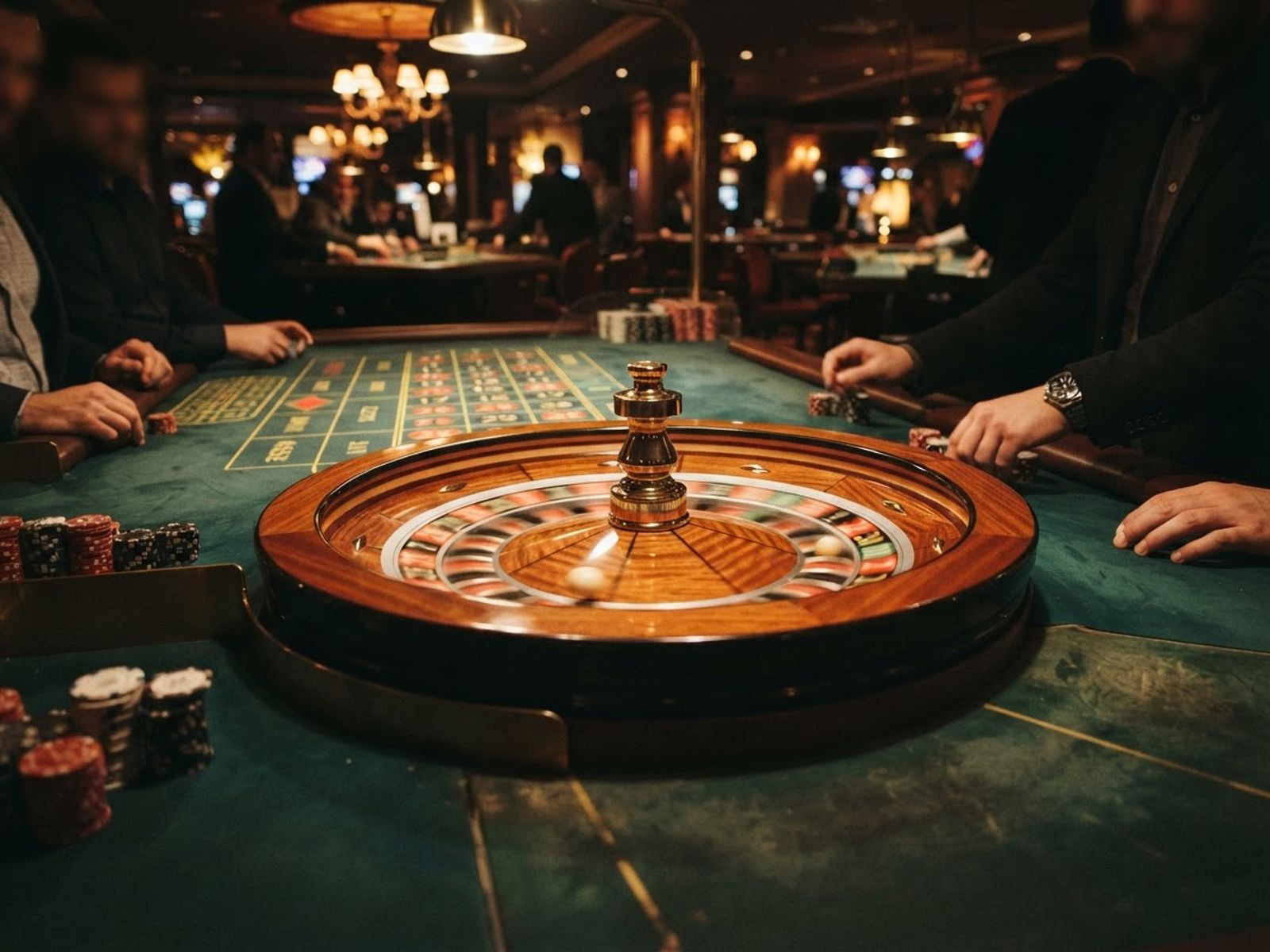 Roue de roulette en direct sur table de casino