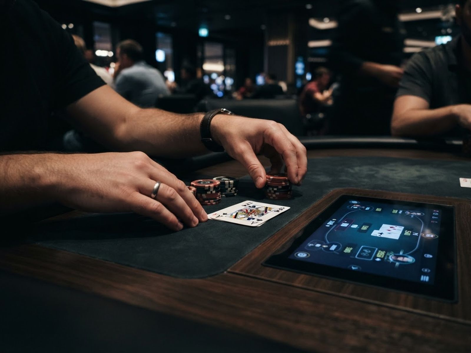 Conseils de jeu avec cartes, jetons et écran